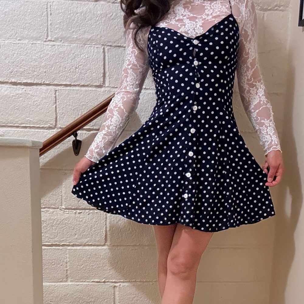 Chic Navy Polka Dot Mini Dress